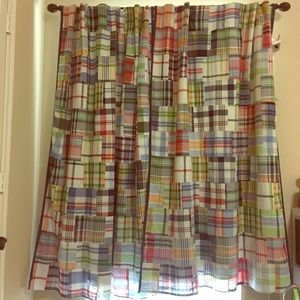 Pottery Barn kids madras curtain panels 63" set