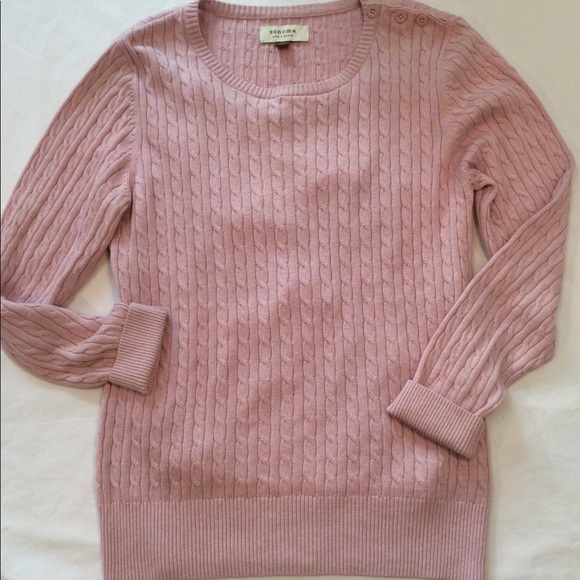 Women's Pink Cable Knit Sweater sz L - Picture 2 of 4
