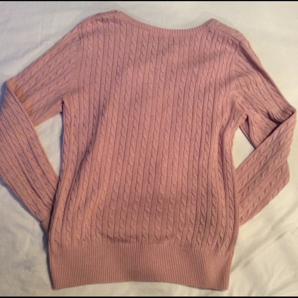 Women's Pink Cable Knit Sweater sz L - Picture 3 of 4