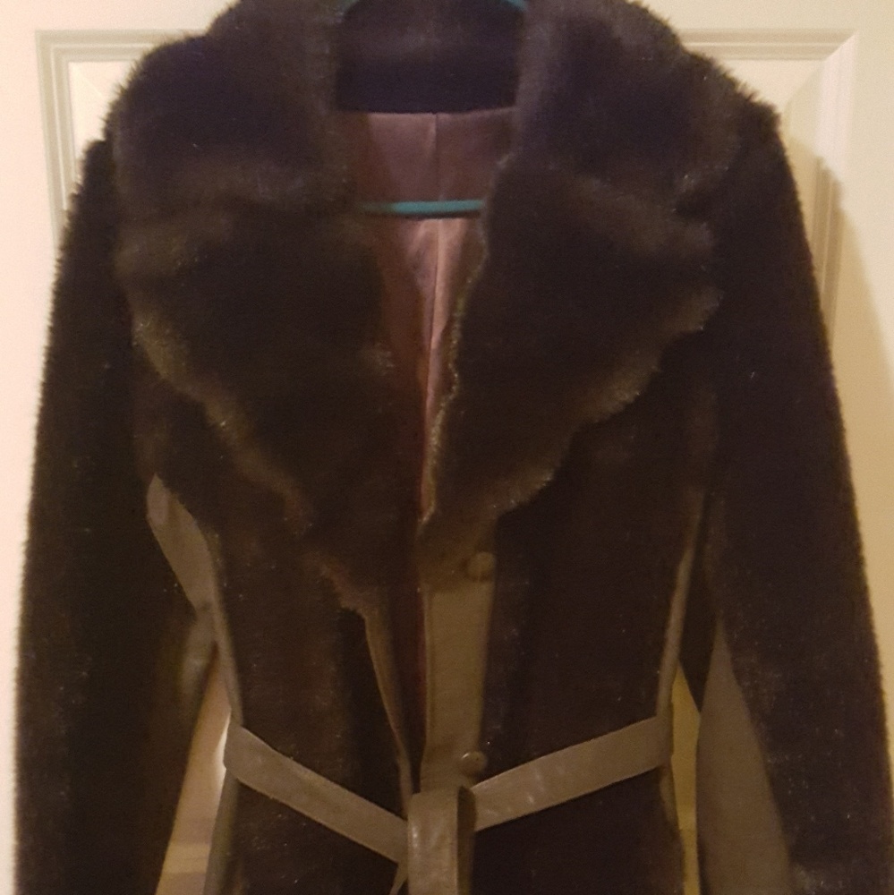 Mink/leather  fur coat