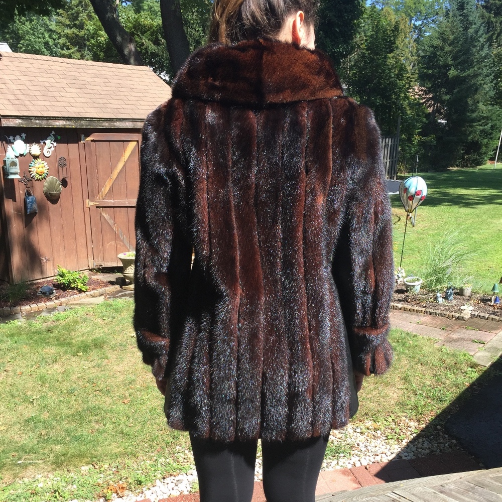 Black leather and mink