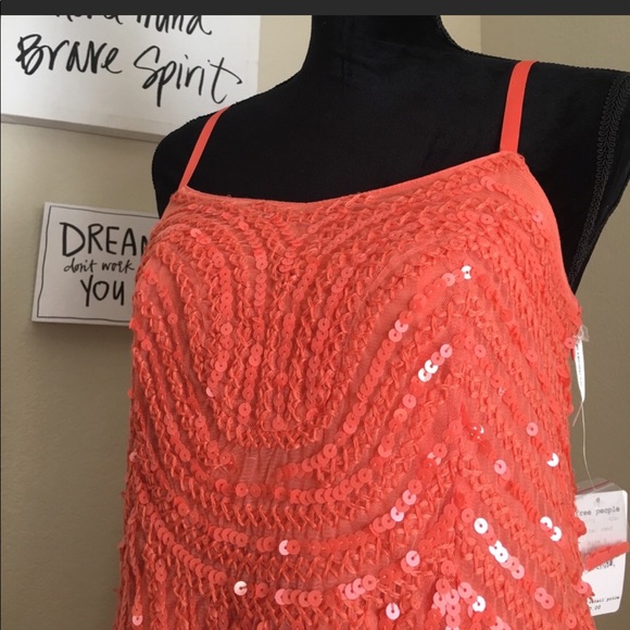 NWT Free People Coral Reef Sequined Flapper Dress - Picture 3 of 8