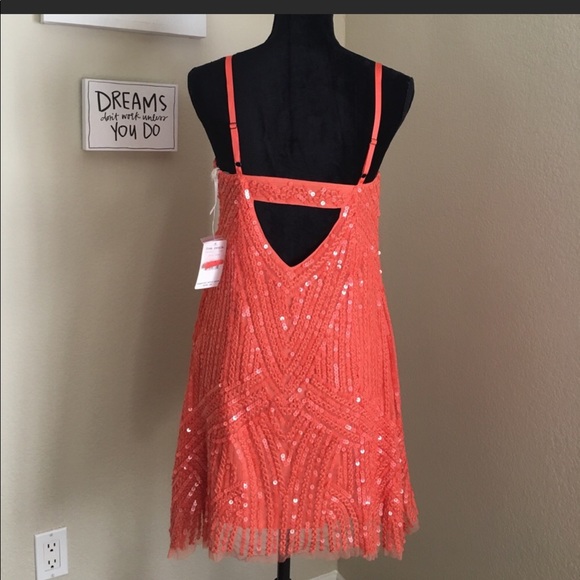 NWT Free People Coral Reef Sequined Flapper Dress - Picture 5 of 8