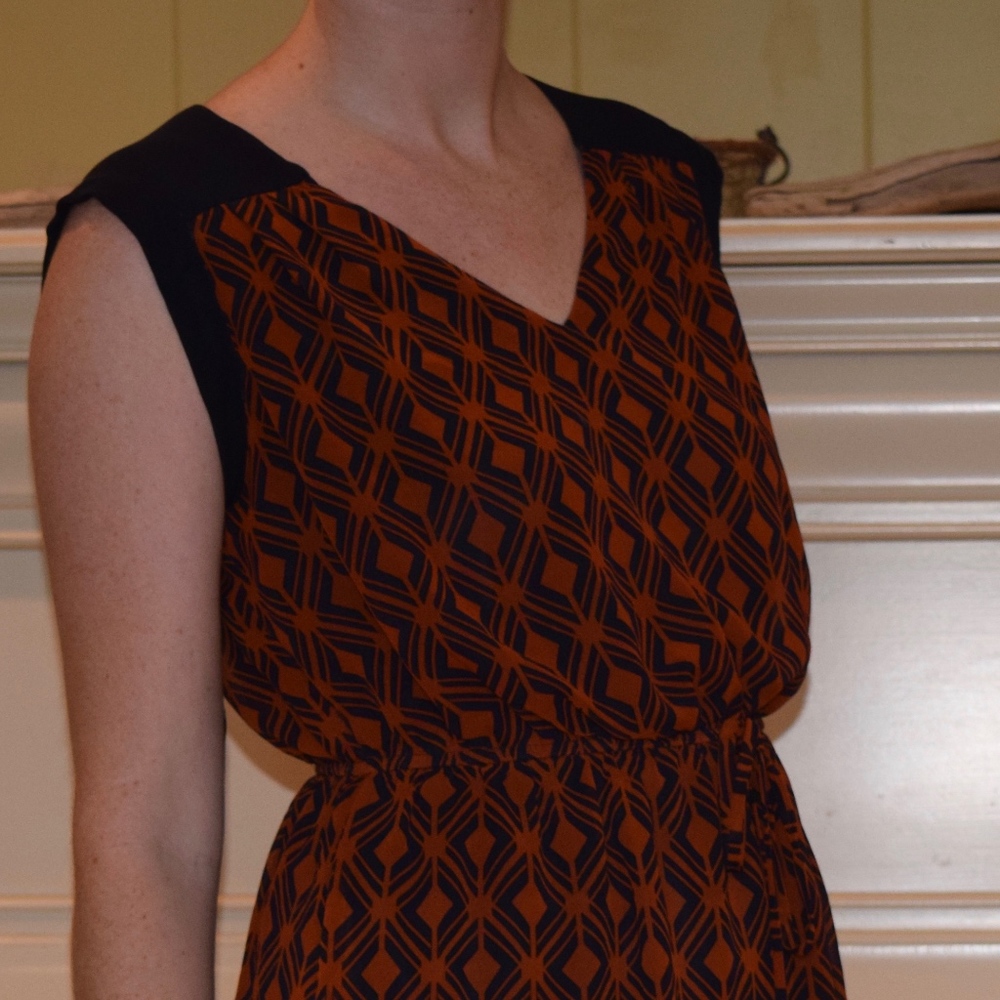 Burnt orange and navy Dress