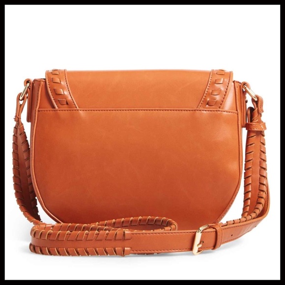❌SOLD❌TAN VEGAN LEATHER CROSSBODY SADDLE BAG - Picture 3 of 6