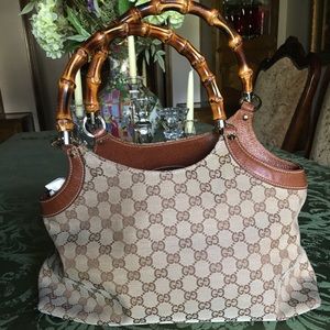 Authentic leather monogram Gucci bag