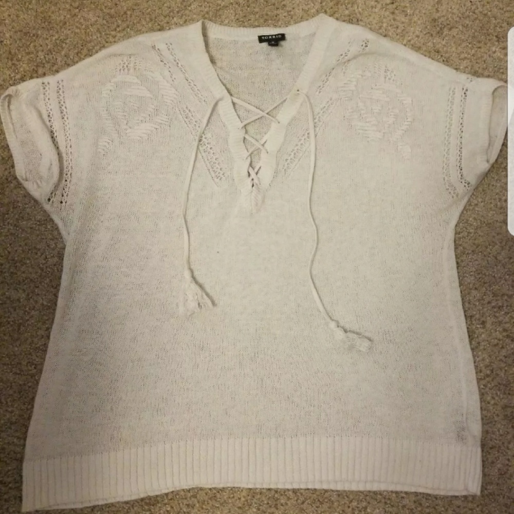 Sweater lace up shirt
