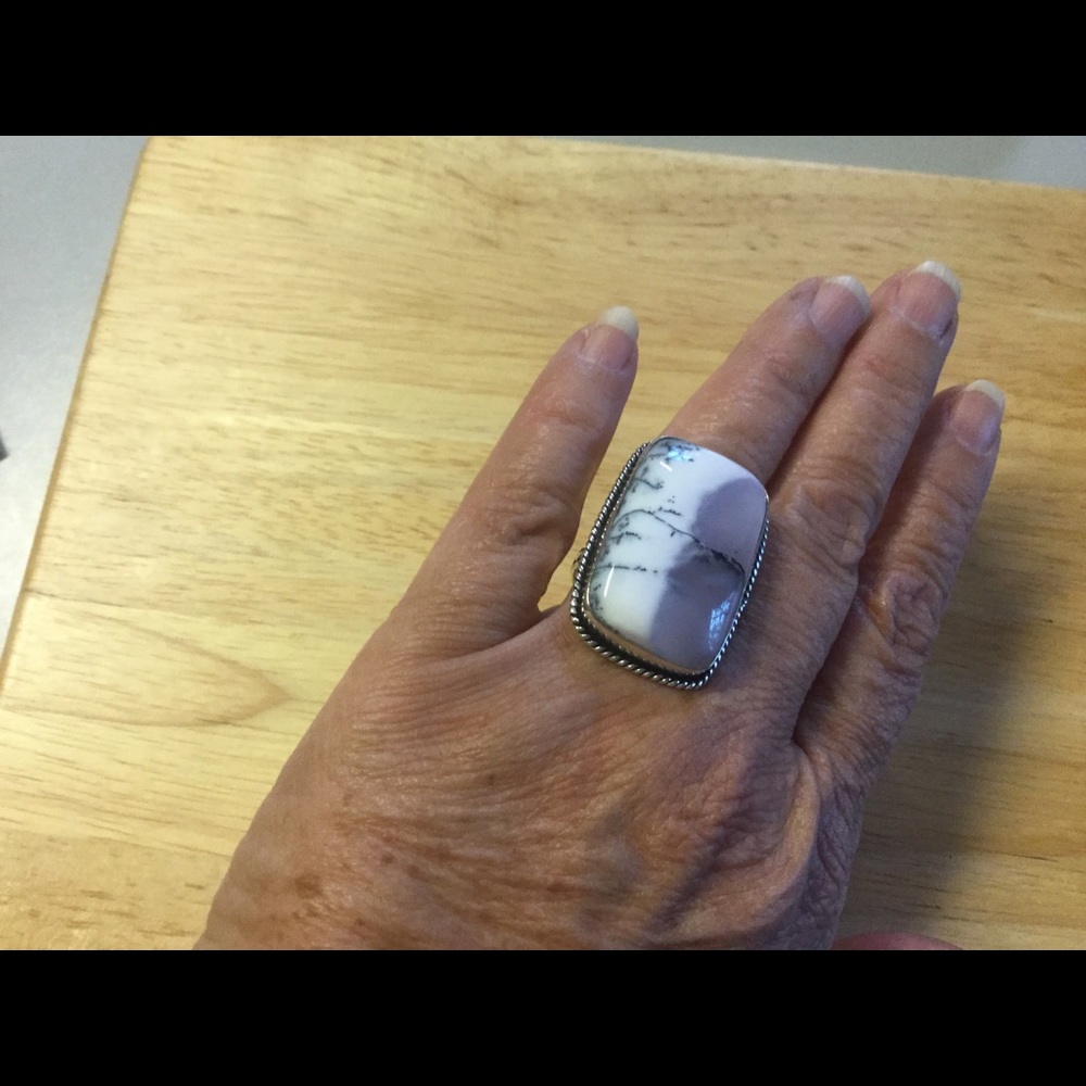 Dendritic Opal Sterling Silver Ring - image 1