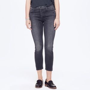 Mother black charcoal ankle jeans