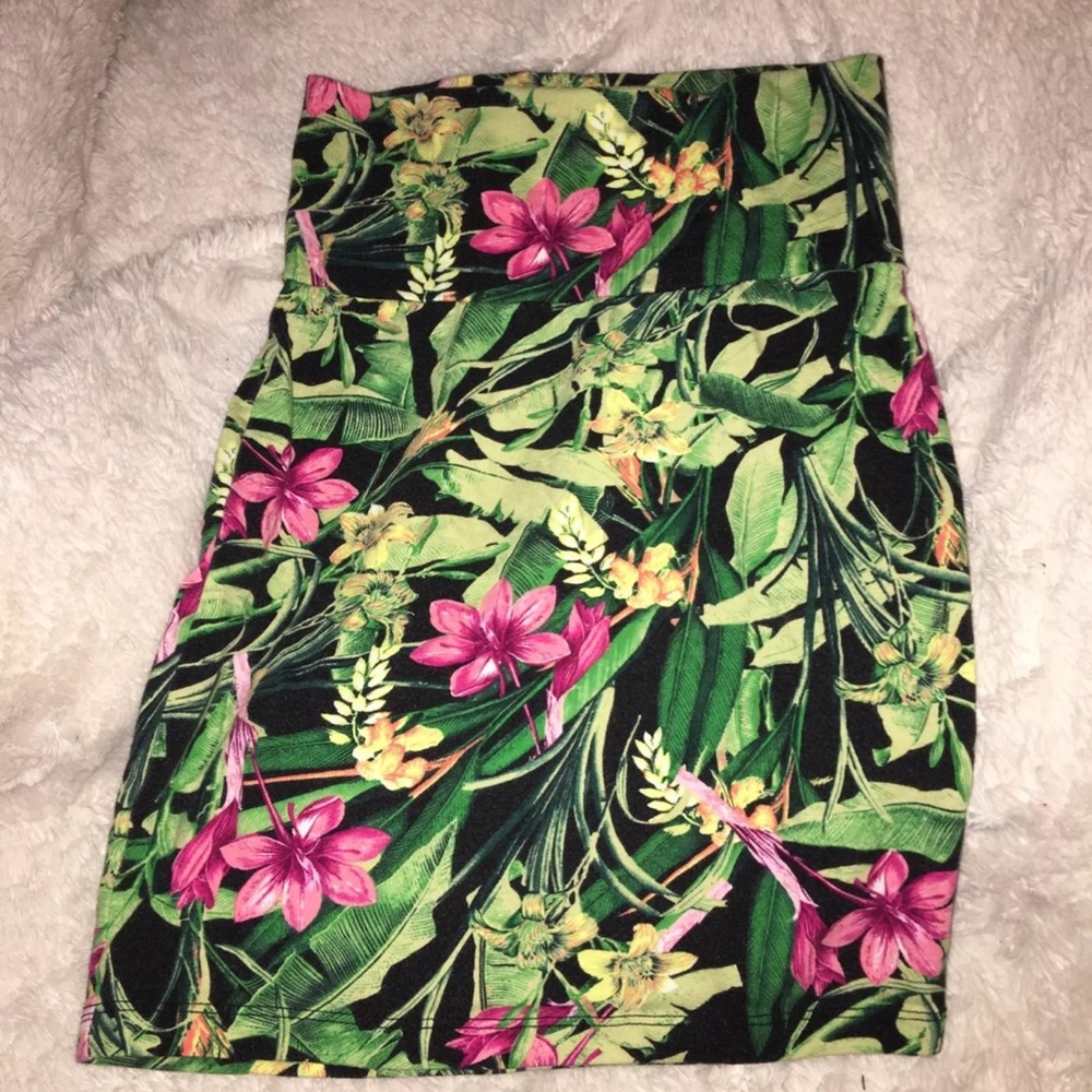 Tropical Print Pencil Skirt