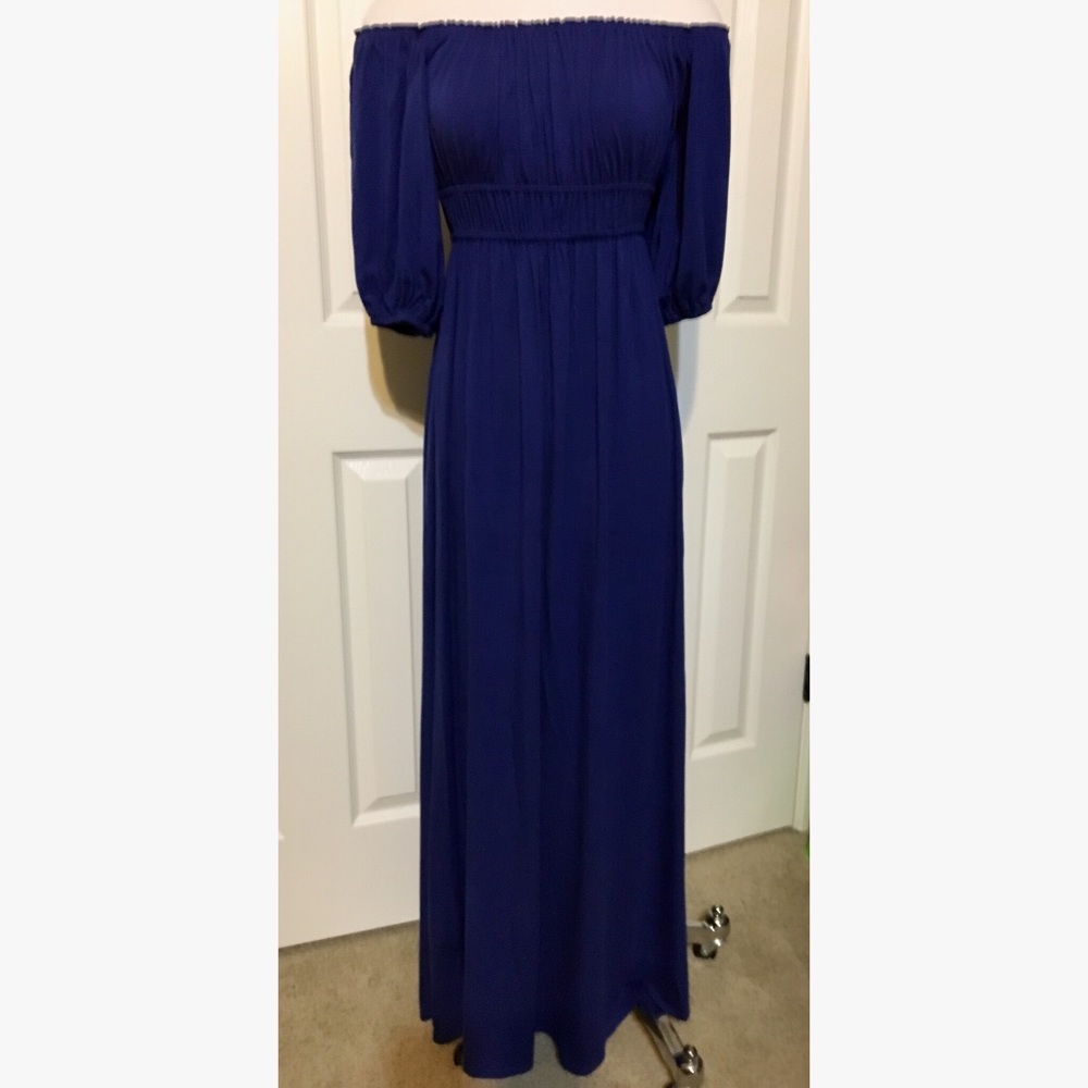 Navy Maxi off shoulder dress