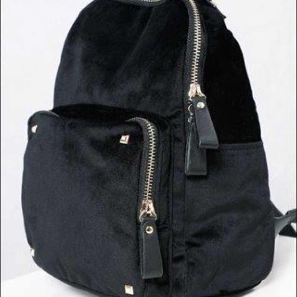💝💕Smooth Soft Velvet Fabric Burgundy Backpack - Picture 3 of 5