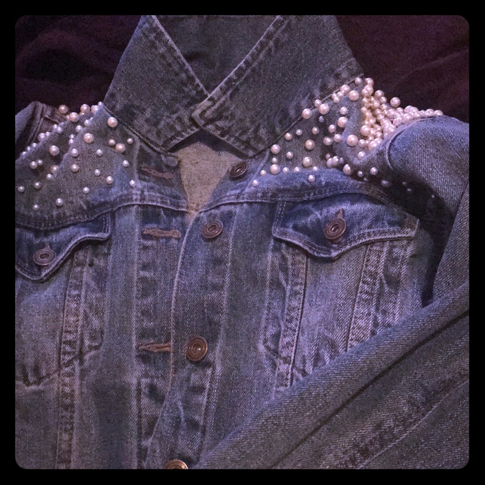 Pearl Embellished Denim Jacket