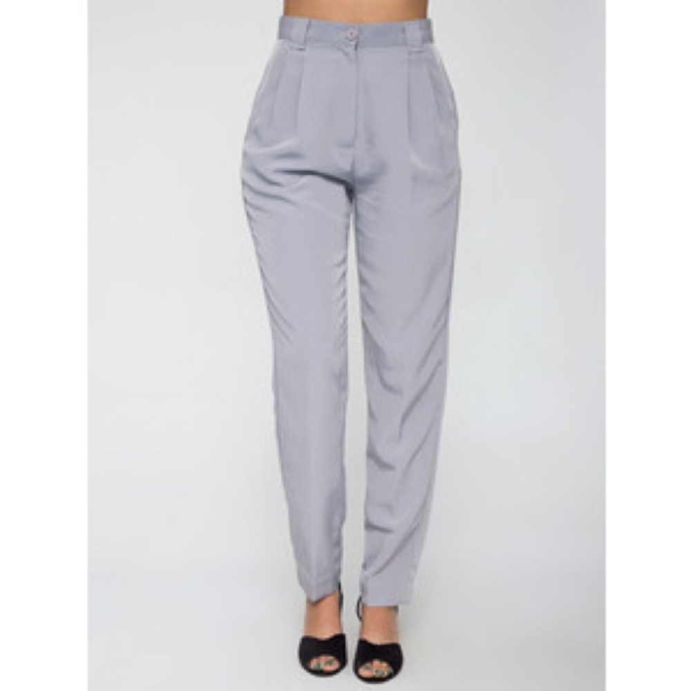 American Apparel Poly-Blend Pleated Beige Trousers
