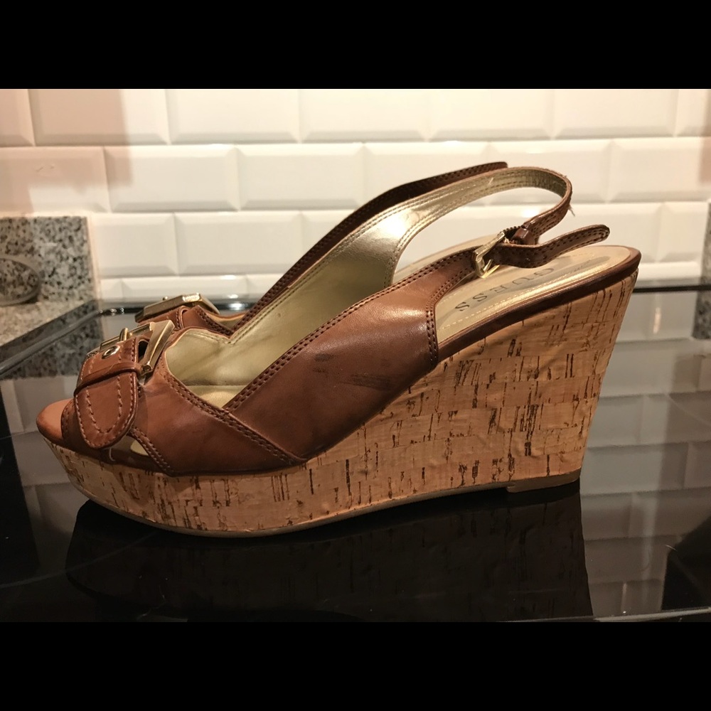 Guess Brown Wedge Heels Size 9. Never worn.