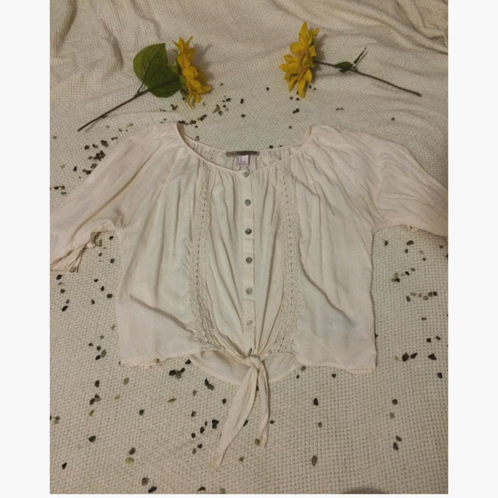 Cream color peasant top