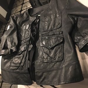 Cynthia Rowley Leather Jacket w/ Front Ties