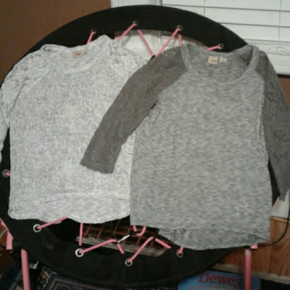 Two Mudd lace sleeve shirts,girls size M.