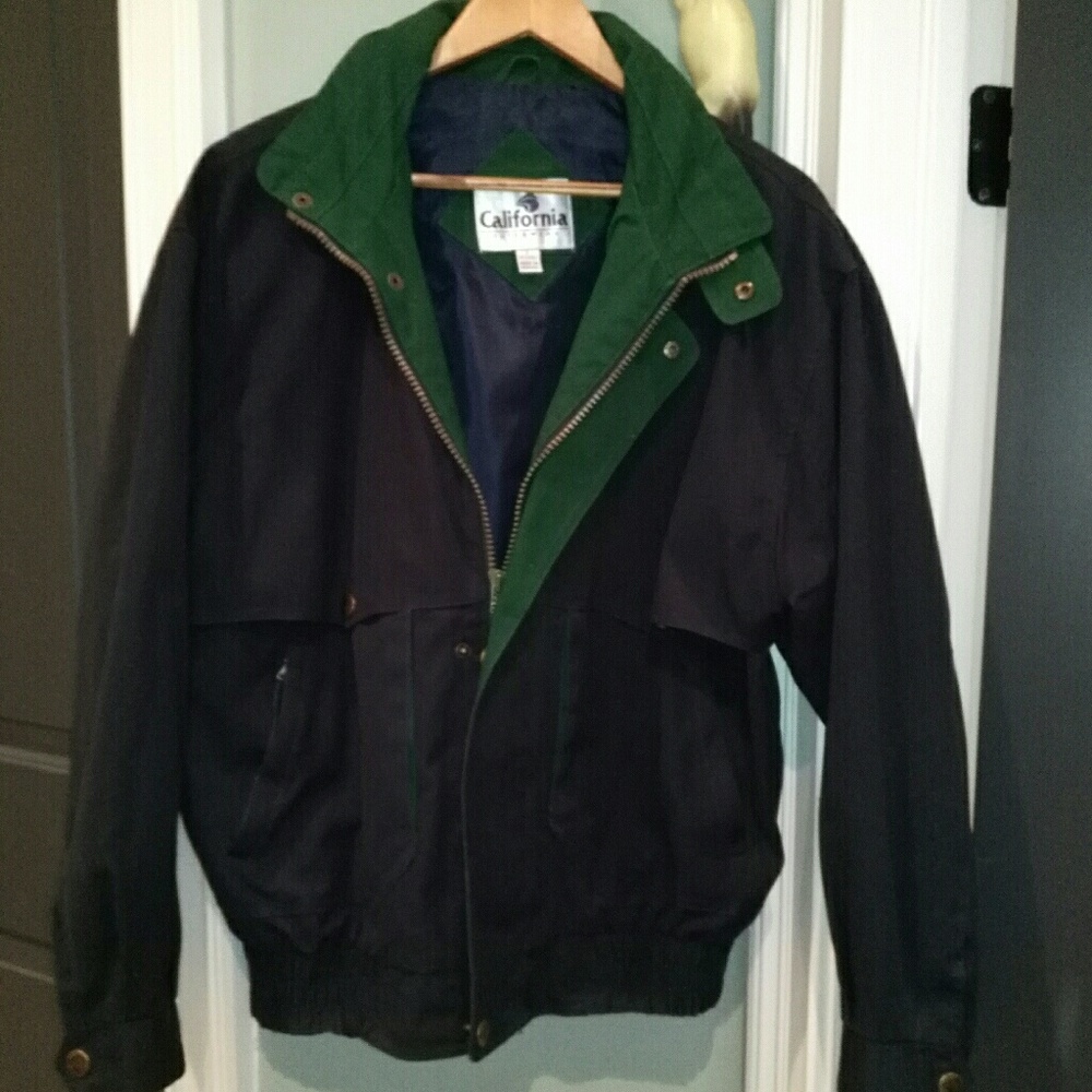 Men's casual jacket. Navy with green accent