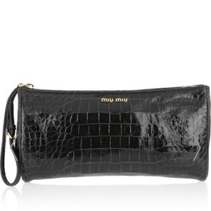 Miu miu croc effect glossy leather clutch