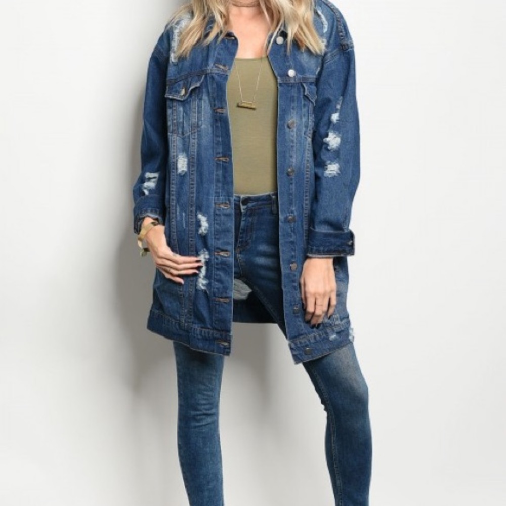 LAST ONE !!!!!!!!! Oversize distress jean jacket - Picture 3 of 6