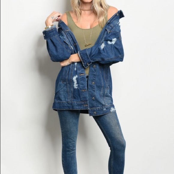 LAST ONE !!!!!!!!! Oversize distress jean jacket - Picture 2 of 6