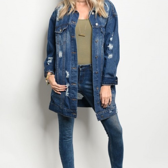 LAST ONE !!!!!!!!! Oversize distress jean jacket - Picture 3 of 6