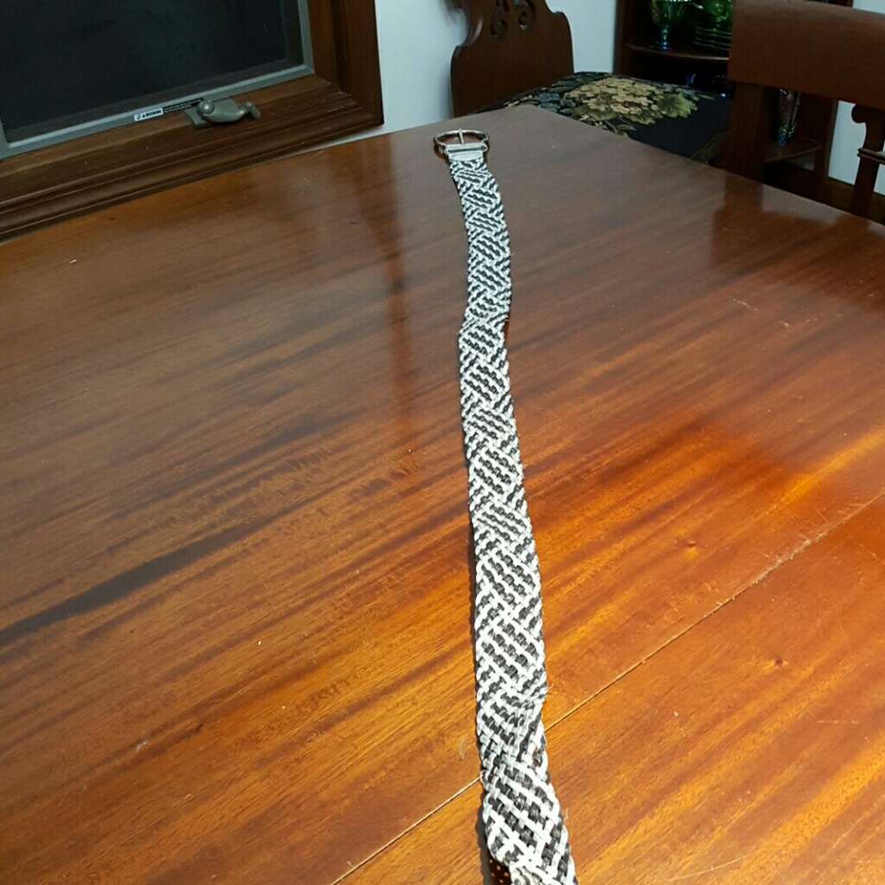Silver and black woven belt