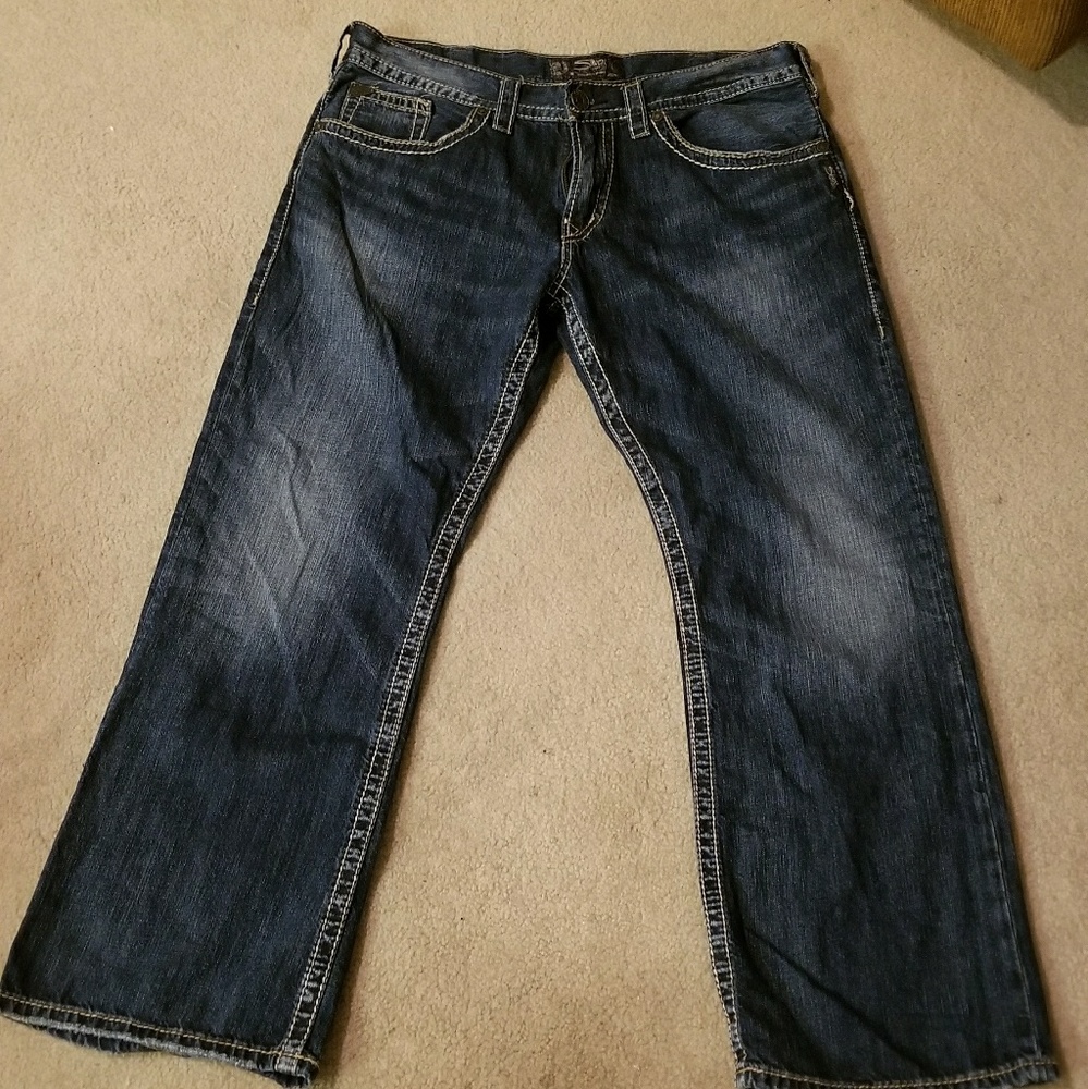 Men's Silver Zac Flap Medium Wash Jeans, Sz 36x30