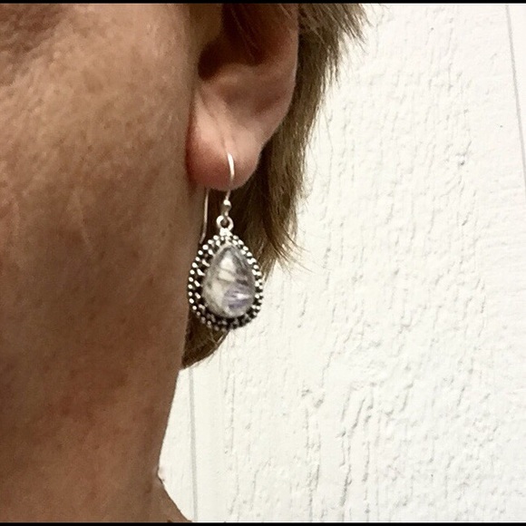 Top Quality Rainbow Moonstone Earrings - Picture 3 of 5