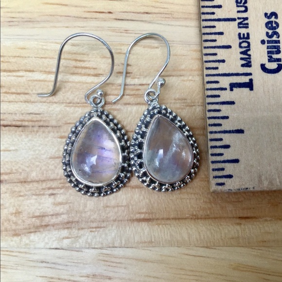 Top Quality Rainbow Moonstone Earrings - Picture 4 of 5