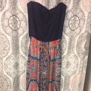 Strapless Floral Dress