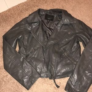 GREY FAUX LEATHER JACKET