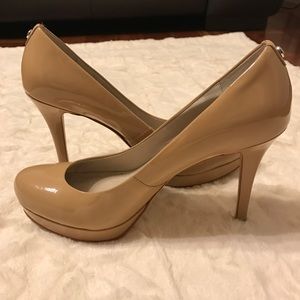 Michael Kors patent leather nude pumps