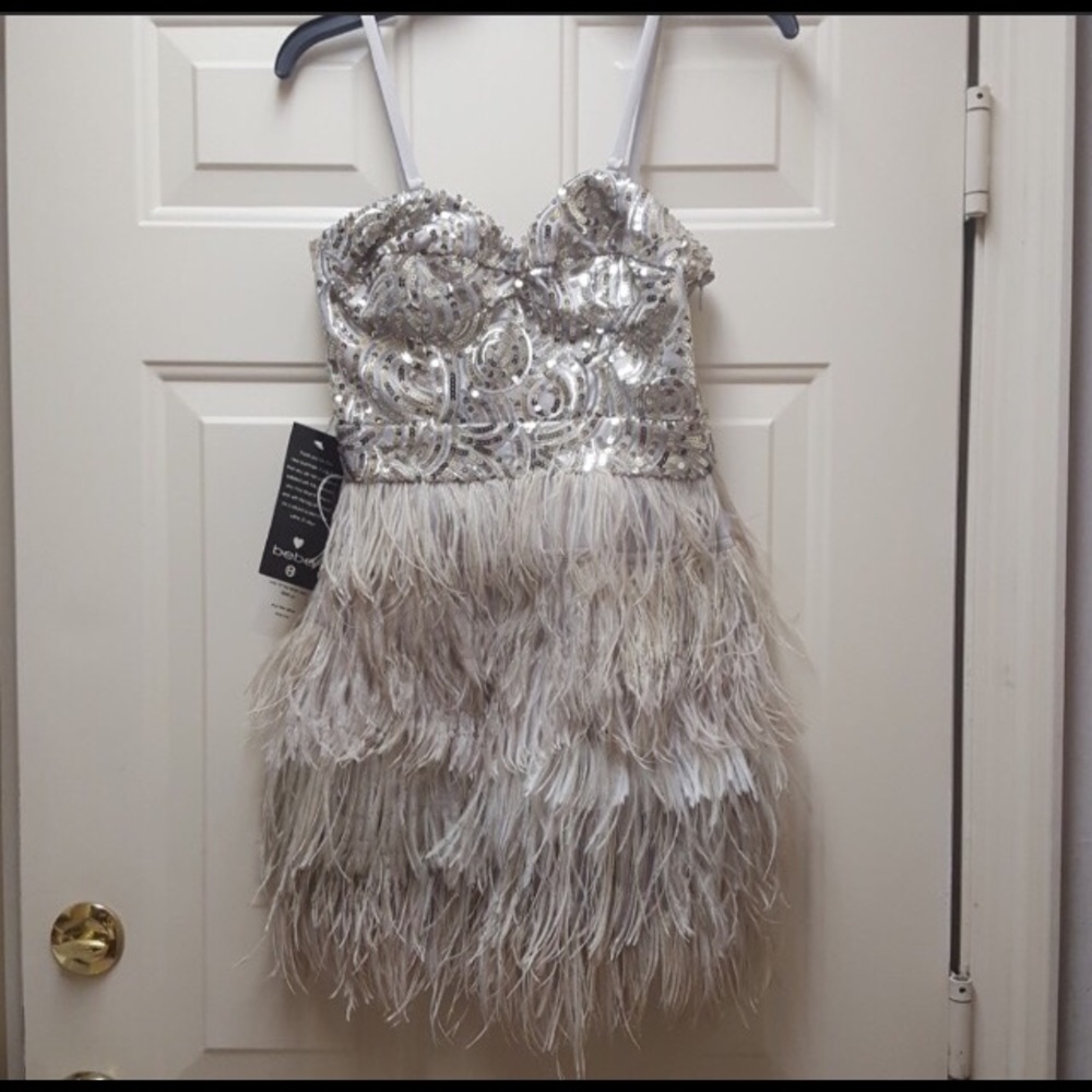 Bebe feather dress