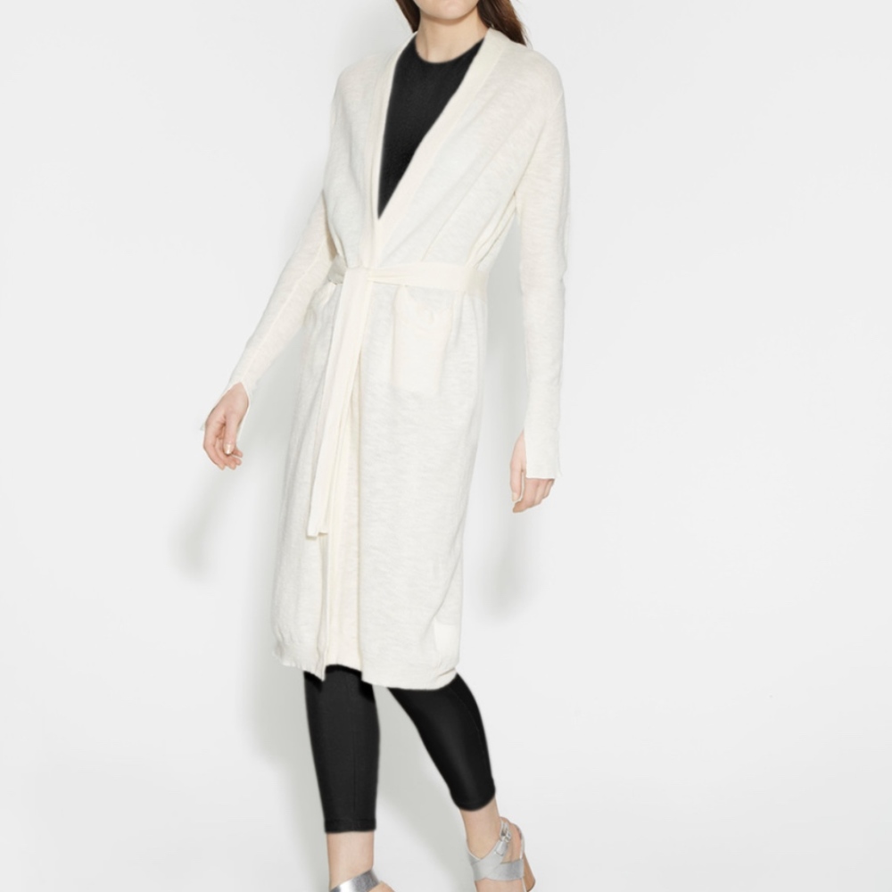 HALSTON HERITAGE COTTON LINEN DUSTER CARDIGAN NWT