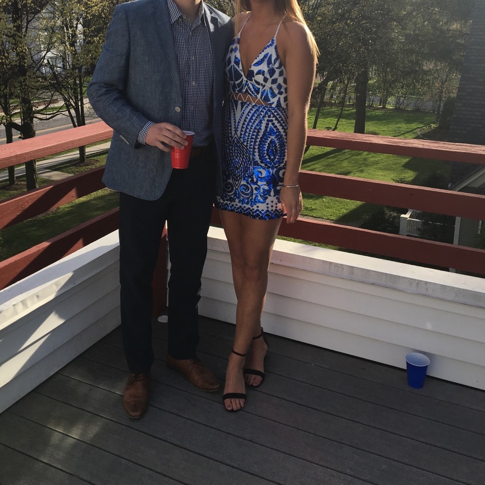 Blue sequin formal dress