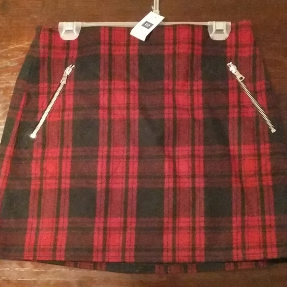 Plaid wool mini skirt