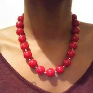 Red beaded necklace.