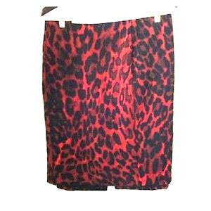 Red Leopard pencil skirt