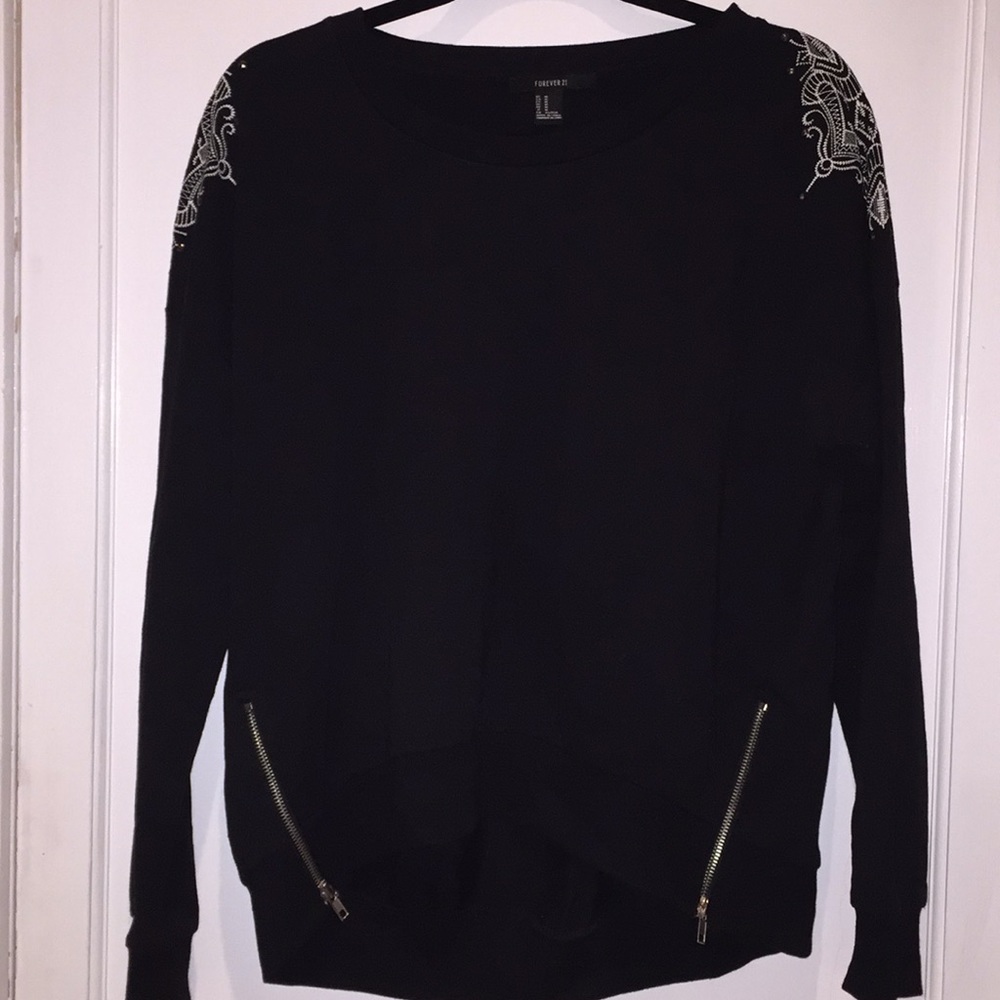 Black sweater with shoulder detail