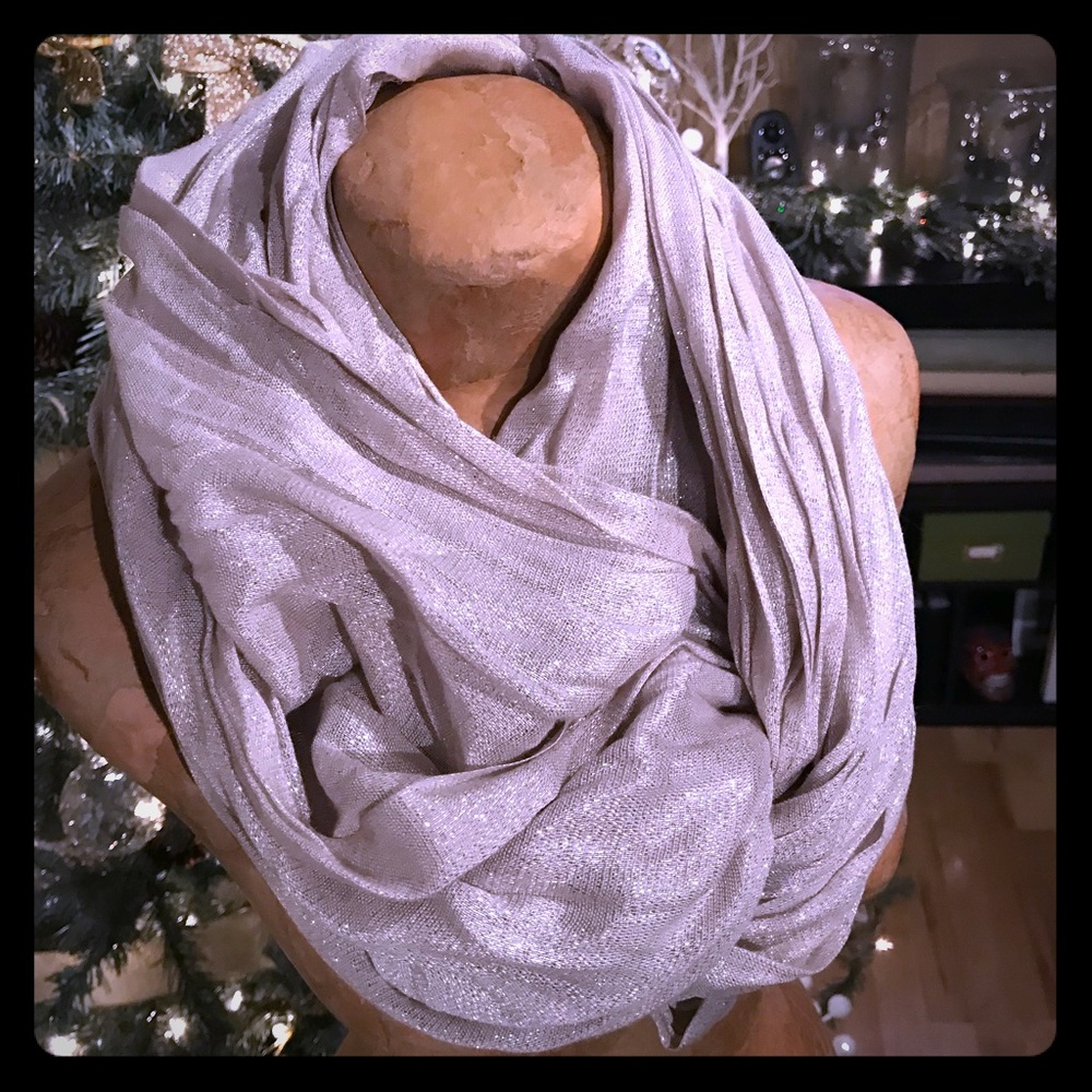 Tan metallic infinity scarf