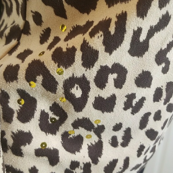 VS Moda International Cheetah Sequin Wrap Top S - Picture 4 of 7