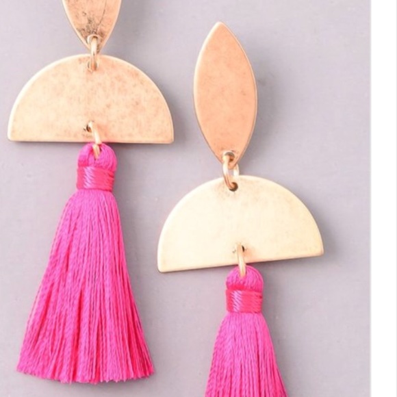 Fushia and gold statement earings 🔥 - Picture 1 of 1