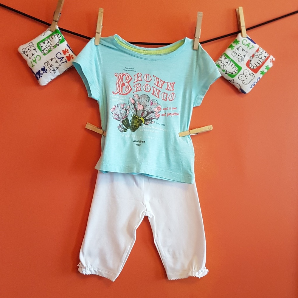 NEW Toddler Girls Pull-on Pants & Tee - 12-18 mos