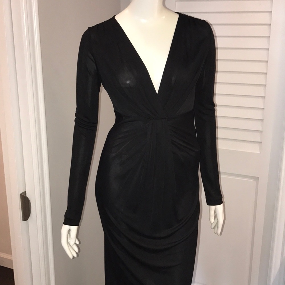 Diane von furstenberg deep v neck black dress 2