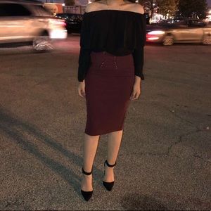 Burgundy skirt with laces