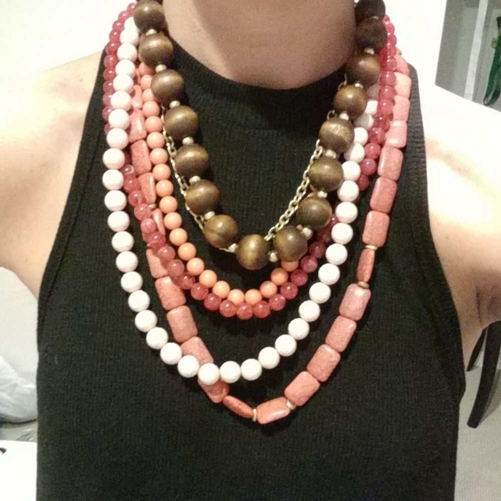 Multi-strand beaded necklace