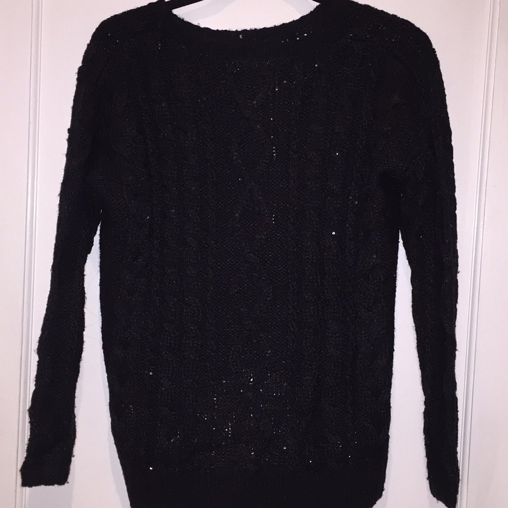 Cable knit sequin sweater