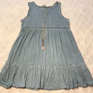 Blue Oversized Babydoll Lace Ruffle Dress